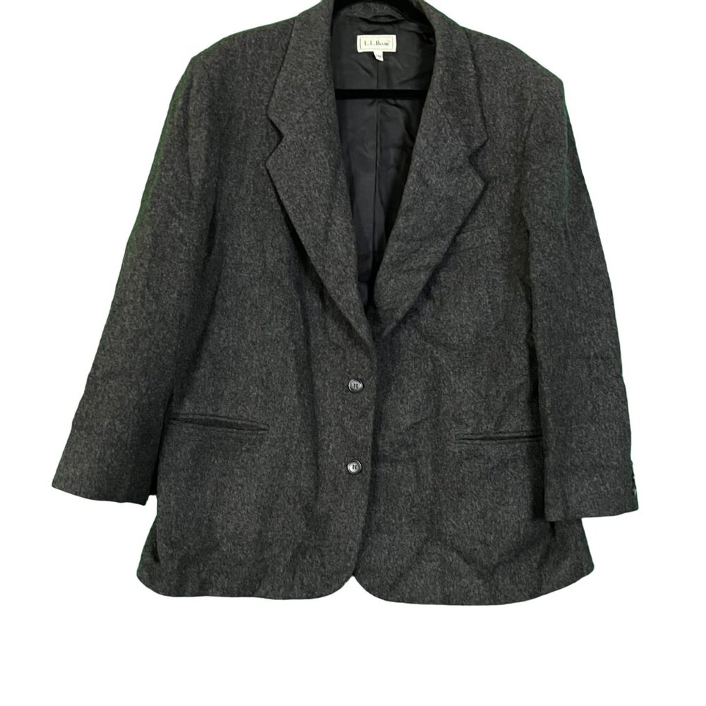 L.L. Bean Womens Blazer Gray Wool Cashmere(?) Blazer Jacket Size 20P Petite